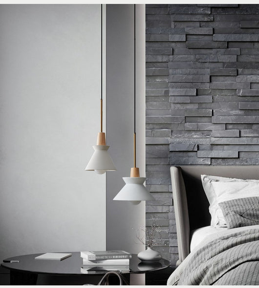 Lámpara Colgante Nórdica Estilo Cemento y Madera - Image 6