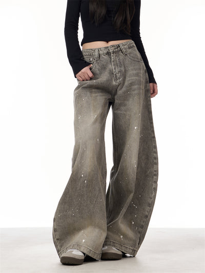 Pantalones Vaqueros Retro Splash Ink Machete para Pareja - Image 22