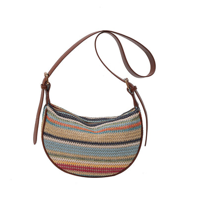 Bolsa Tote de Rafia Arcoíris para Mujer - Bolso Casual de Hombro - Image 8