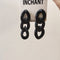 Fashionable Exaggerated Chain Stud Earrings Negro