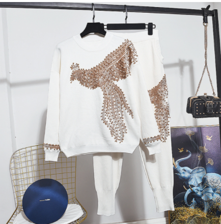 Conjunto Tejido Estilo Occidental con Fénix Bordado para Mujer - Image 8