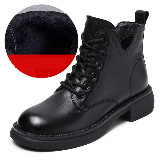 Botas Martin Cortas de Cuero con Cordones y Escote en V - Image 6