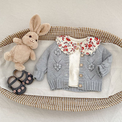 Suéter Tejido a Mano con Calado Hueco para Bebé Niña - Conjunto Coordinado - Image 16