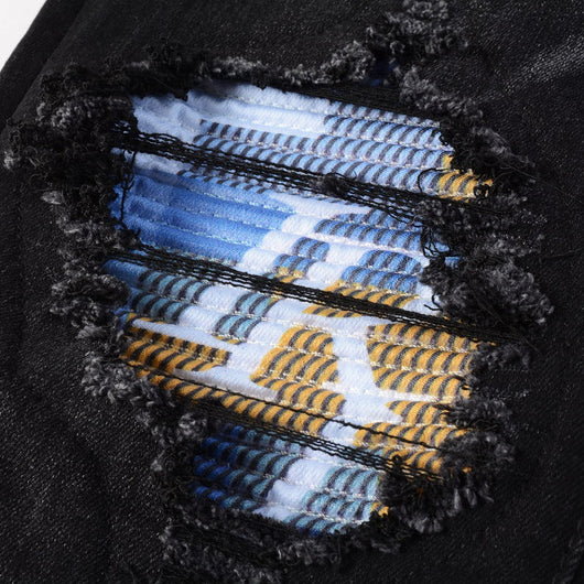 Jeans para Hombre con Parches de Letra Estilo Calle Americana - Image 3