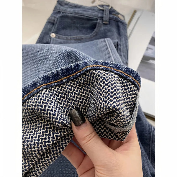 Jeans Rectos Azul Retro para Mujer