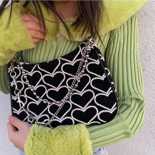 Bolso de Cadena Y2K con Corazón Bordado - Estilo Hot Girl Sweet Cool - Image 8