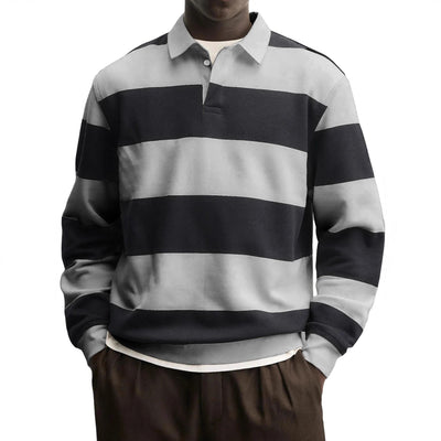 Camiseta Holgada de Rayas con Cuello Relajado y Mangas Largas - Image 5