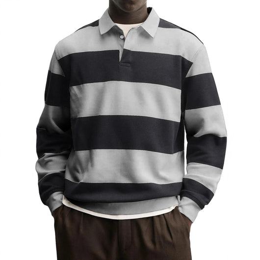 Camiseta Holgada de Rayas con Cuello Relajado y Mangas Largas - Image 5