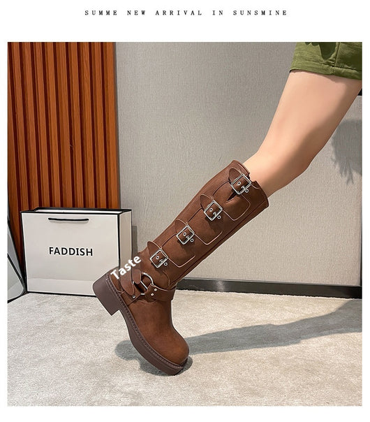 Botas Martin de Cuero Genuino con Tacón Robusto y Hebilla Retro para Mujer - Image 11