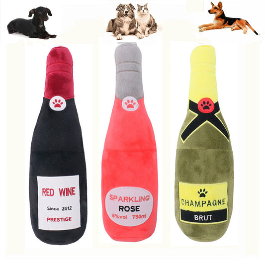 Juguete Vocal Interactivo para Mascotas - Botella de Vino Masticable con Sonido