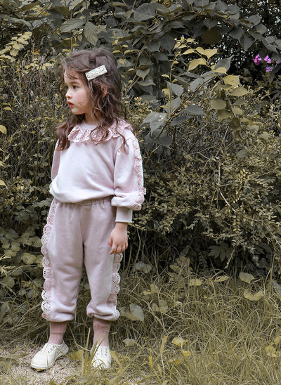 Suéter Infantil Niña Estilo Occidental con Encaje Suelto Manga Larga - Image 12