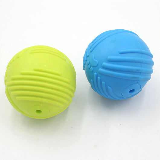 Sapphire blue TPR dog sound ball with a textured surface for teeth grinding and biting. - Image 10