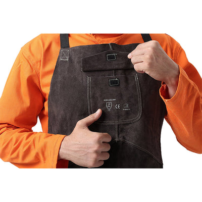 Delantal de Pecho de Cuero Marrón para Soldadura - Resistente al Calor e Impactos - Image 8