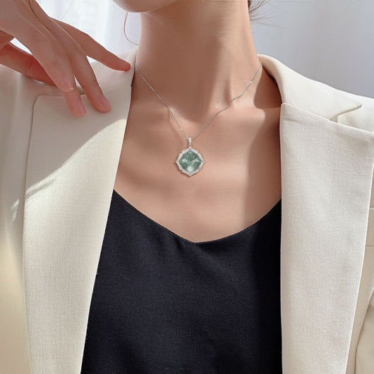 Collar de Plata 925 con Cristal Verde Natural - Diseño Europeo Lujo - Image 7