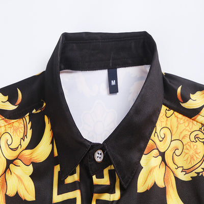 Camisa Elegante de Manga Larga con Estampado Floral Dorado Estilo Europeo - Image 8
