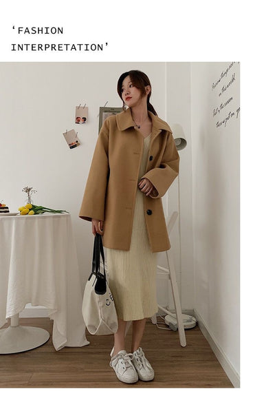 Abrigo Suelto Estilo Coreano Largo Mujer Talla Pequeña - Image 19