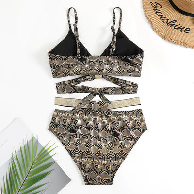 Bikini Bronceador de Cintura Alta con Abertura Lateral Estilo Europeo - Image 4