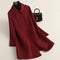 Abrigo de Lana Reversible Oversized Estilo Chino Rojo