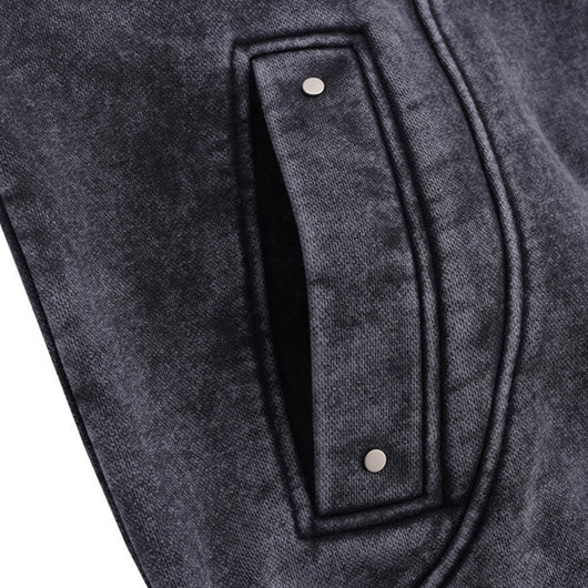 Sudadera Hoodie Hombre Diseño Distressed con Costuras Contrastantes - Forro Polar Grueso Invierno - Image 3
