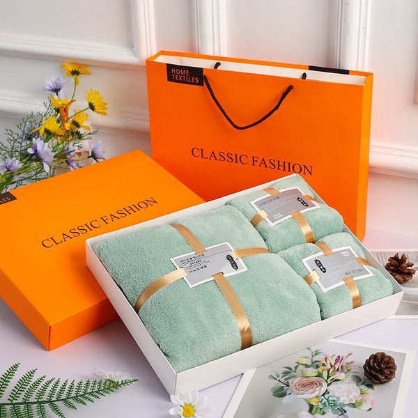 Set de 3 Toallas de Baño Coral Fleece en Caja de Regalo