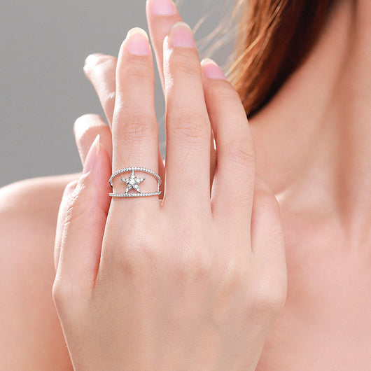 Anillo de Plata Esterlina 925 con Pentágrama y Diamantes - Image 9