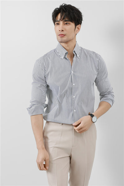 Camisa de Rayas V-Neck de Manga Larga para Hombre - Image 5