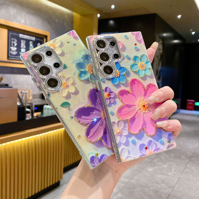 Funda para Celular con Diseño Floral de Diamantes y Protección de Lente - Image 29