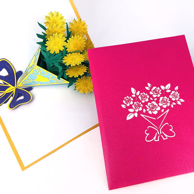 Tarjeta de Felicitación con Tallado de Rosas - Bendiciones de Cumpleaños