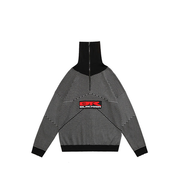 Suéter Retro de Cuello Alto con Cremallera Media y Rayas para Hombre y Mujer - Image 7