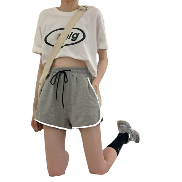 Shorts Deportivos Cintura Alta Estilo Coreano para Mujer - Corte Holgado