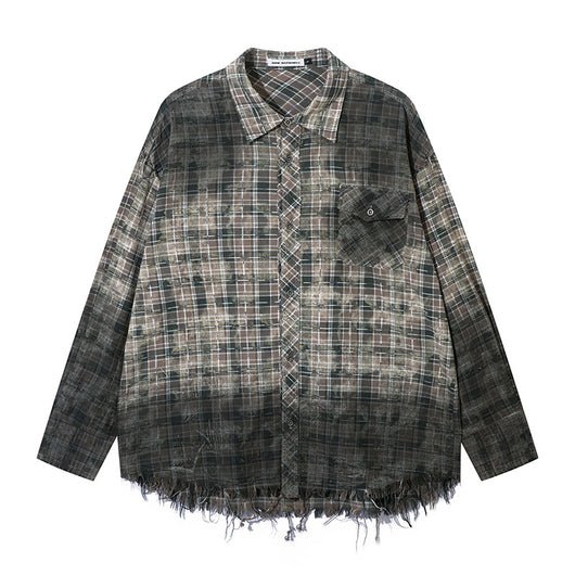 Camisa Plaid Degradado con Bordes Deshilachados - Image 27