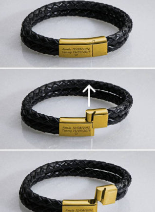 Pulsera de Cuero Genuino para Hombre con Grabado Personalizado - Image 12