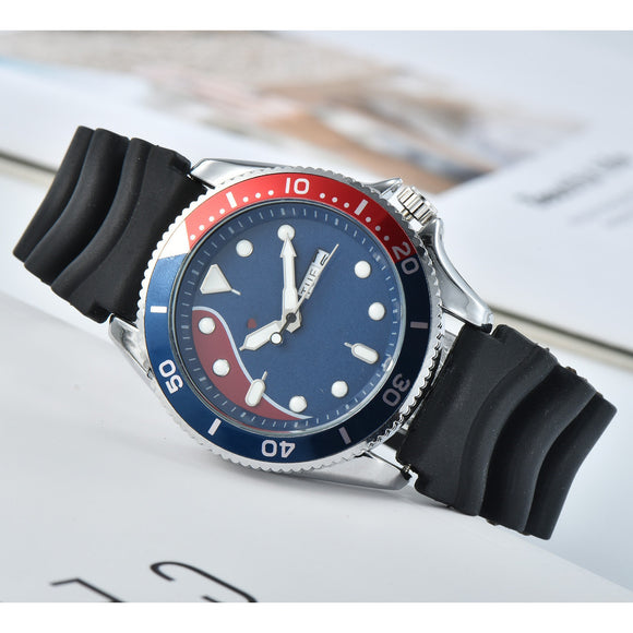 Reloj de Cuarzo para Hombre con Correa de Silicona y Calendario Doble