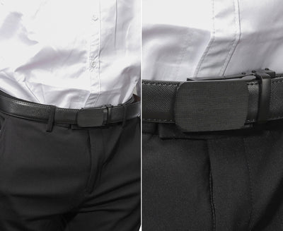 Cinturón de Cuero Doble Capa con Hebilla Automática para Hombre - Image 3