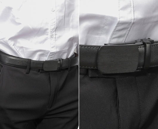 Cinturón de Cuero Doble Capa con Hebilla Automática para Hombre - Image 3
