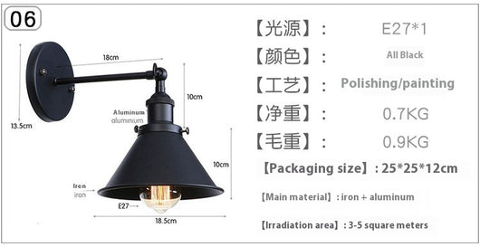 Lámpara de Pared Industrial en Hierro Forjado Negro Mate para Restaurantes y Cafés - Image 13