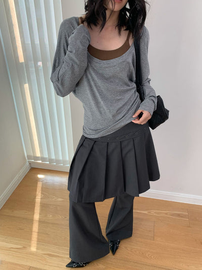 Pantalón Casual Coreano Falsa Dos Piezas con Diseño de Peto - Image 21