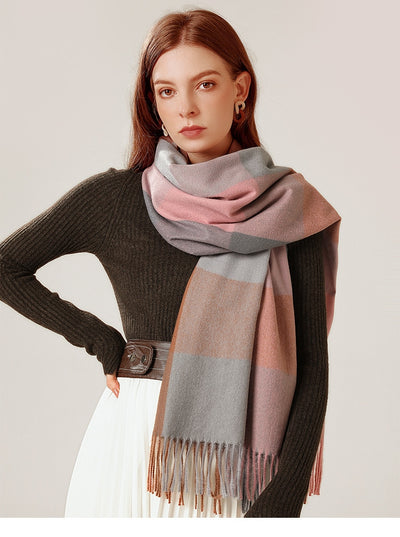 Bufanda Chal de Cashmere con Borlas - Abrigo Escocés Largo para Invierno - Image 11