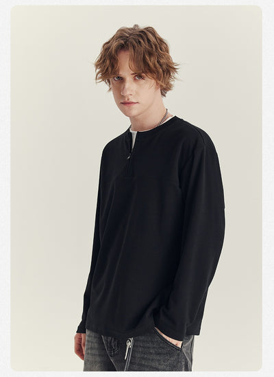 Playera Manga Media con Cierre para Hombre - Cuello Redondo Oversize Otoño - Image 22