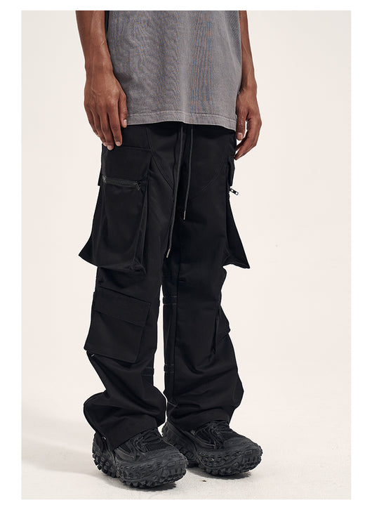Pantalones Casuales Retro para Hombre con Bolsillos Múltiples y Cierre Lateral - Image 17