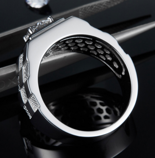 Anillo de Plata S925 con Moissanita de 1 Quilate para Hombre - Image 4