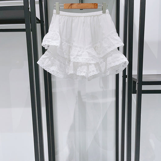 Conjunto Romántico de Blusa con Encaje y Falda Short Tableada Doble Volante - Image 16