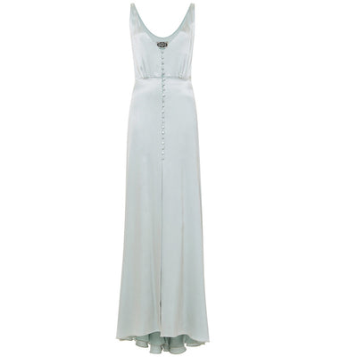 Vestido Satinado Largo con Abertura Lateral - Image 6