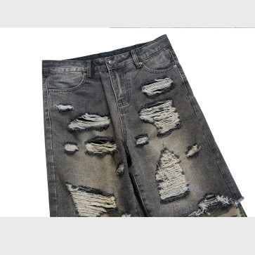 Jeans Rotos Pierna Ancha con Costuras de Camuflaje - Image 10