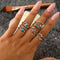 Leaf Crown Geometric Articulation Rings 6 Piece Combination Rings 1101color
