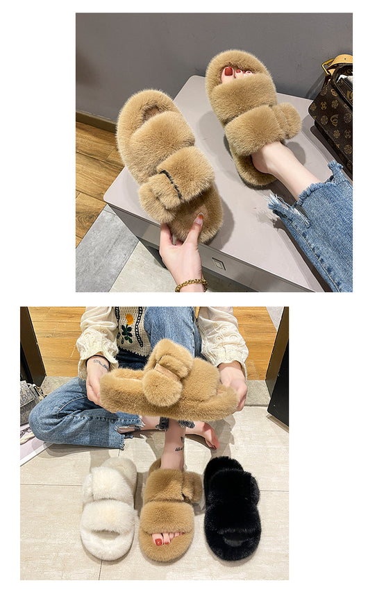 Pantuflas Peludas con Suela Gruesa para Exterior - Image 12