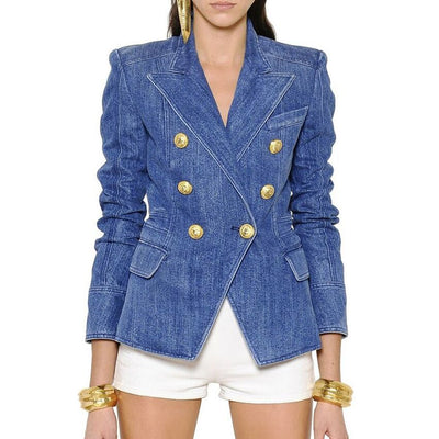 Chaqueta de Mezclilla Clásica Doble Botonadura para Mujer - Image 5