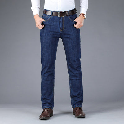 Pantalones Vaqueros de Negocios Gruesos Rectos para Hombre - Otoño e Invierno - Image 7
