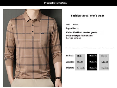 Polo Casual de Rayas Manga Larga para Hombre - Otoño - Image 18