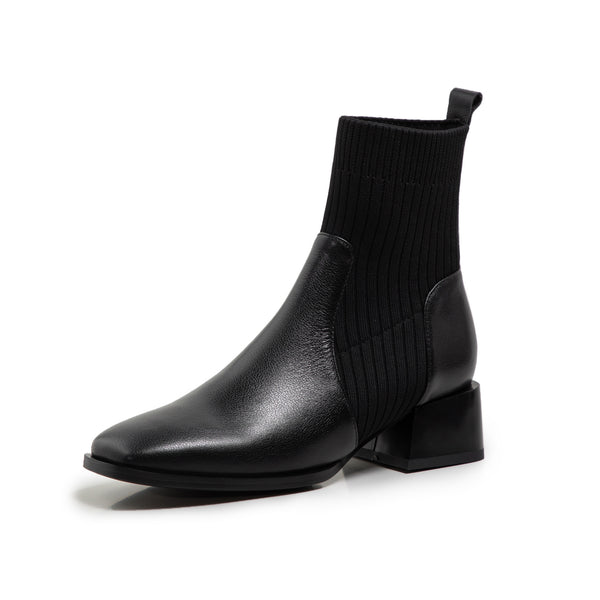 Botas Martin de Caña Media con Punta Cuadrada y Tejido Elástico